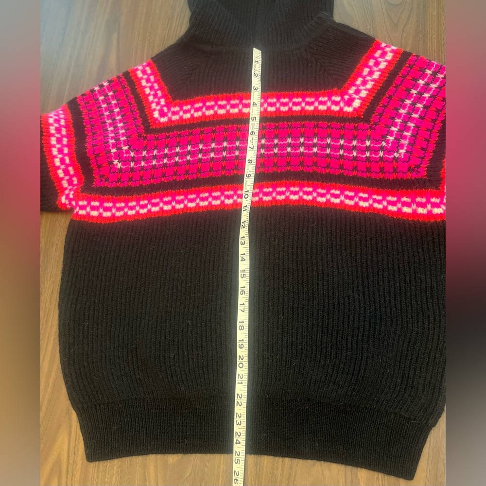Celine Ski Jacquard Wool Hoodie Sweater XS Oversized Black Pink Made in Italy - Picture 4 of 14